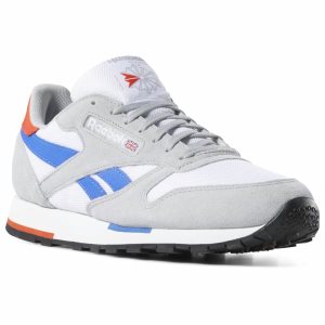 Reebok Classic Leather Turnschuhe Herren - Weiß/Grau/Orange - DE 241-BHJ